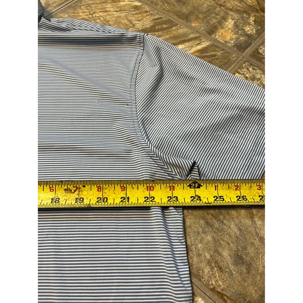 Rhoback Performance Polo Mens L Blue Stripe Short Sleeve Golf Shirt - Picture 7 of 8